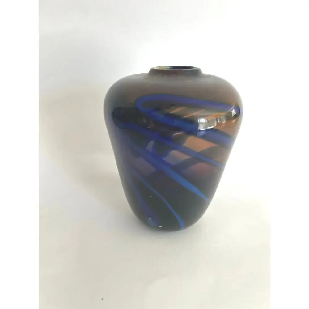 Vintage Salamandra Glass Portsmouth NH Hand Blown Bud Vase Signed 1981 JL